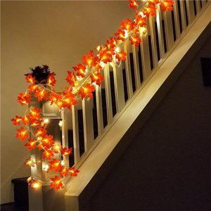 3 Pack Fall Lights Fall Decorations, 30Ft/60 LED Maple Leaf Battery Operate
